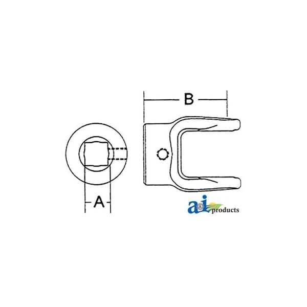 Implement Yoke, 7/8" Square Bore, w/ Set Screw 2" x3" x4"